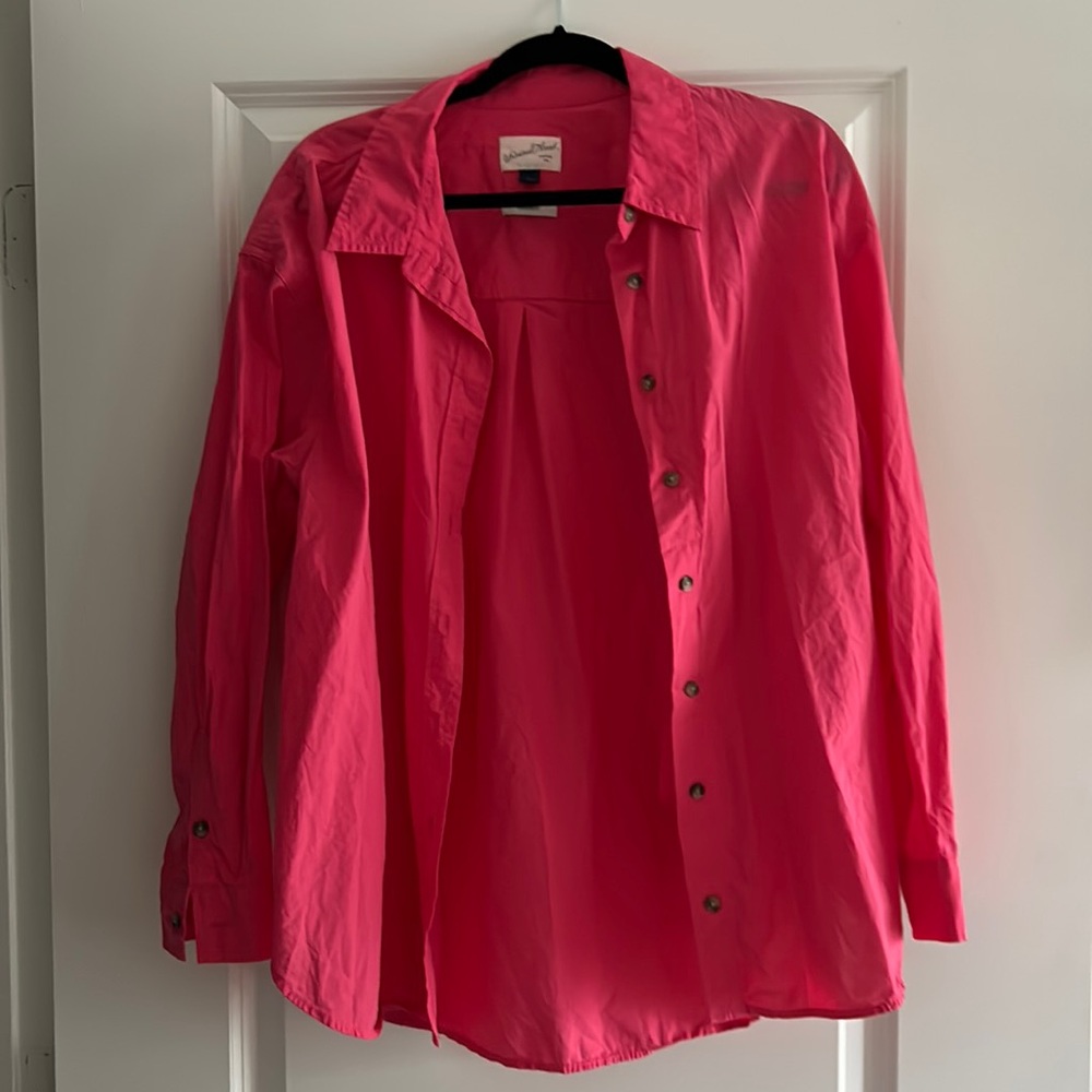 Oversized pink button down